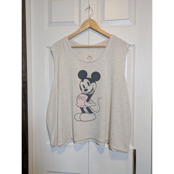 Disney Mickey Mouse Plus Size Tank Top - Gray Heather with Pink Shorts, Size 3X - Picture 1 of 8